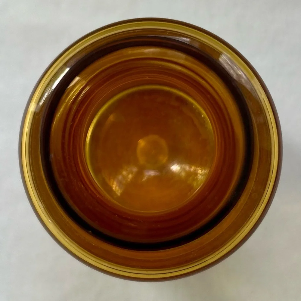 Vintage KROSNO Poland Glass Amber Bubble Crystal Decanter 8